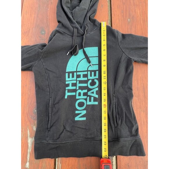 The North Face black hoodie turquoise half dome kangaroo pockets M gorpcore - Picture 5 of 9